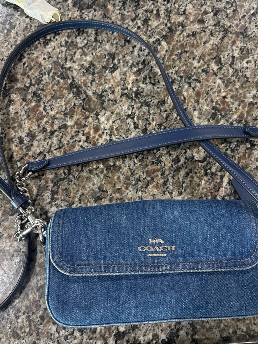 Coach Blue Denim Crossbody with Leather Strap
